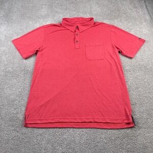 Stio Polo Shirt Mens Large Red‎ Pink Performance Golf Preppy Collared Pocket